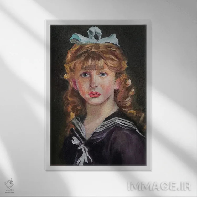 تابلو دکوراتیو دختر کوچولو و پاپیون اثر جین لانتسمن - نمای قابدار سفید