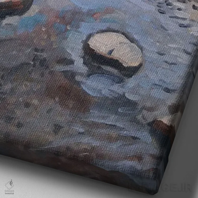 تابلو دکوراتیو منظره فانوس دریایی رودخانه اثر جین لانتسمن - نمای نزدیک بافت بوم