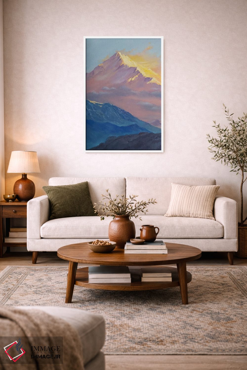 تابلو دکوراتیو طلوع خورشید در منظره کوهستان برفی اثر جین لانتسمن - D2W