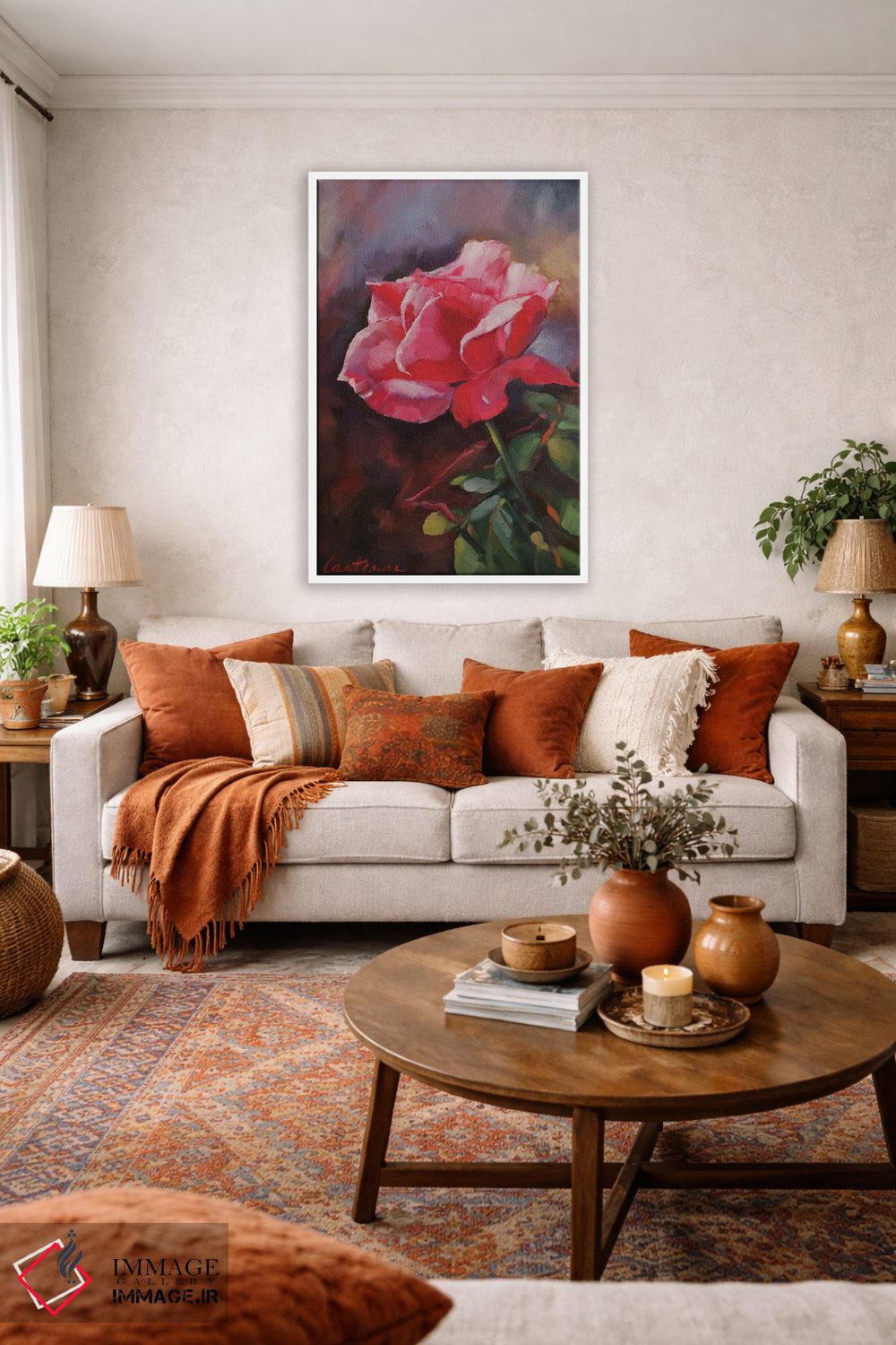 تابلو دکوراتیو گل رز صورتی اثر جین لانتسمن - D2W