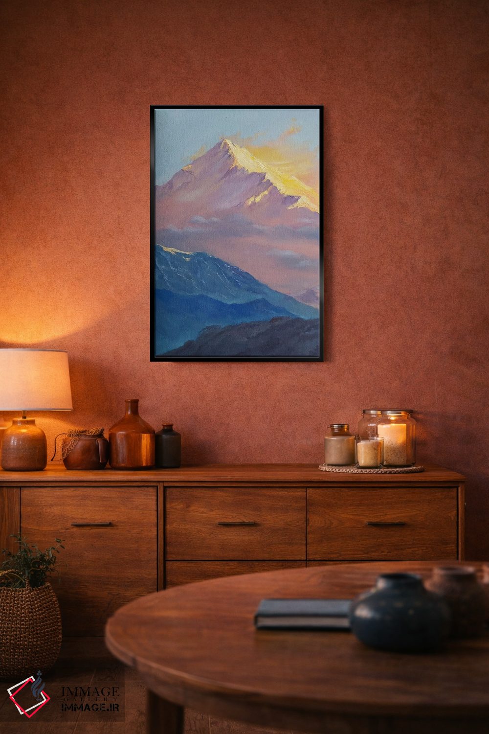 تابلو دکوراتیو طلوع خورشید در منظره کوهستان برفی اثر جین لانتسمن - D6B