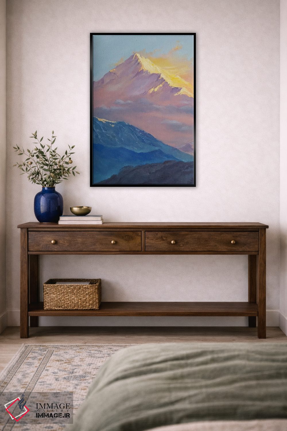 تابلو دکوراتیو طلوع خورشید در منظره کوهستان برفی اثر جین لانتسمن - D5B