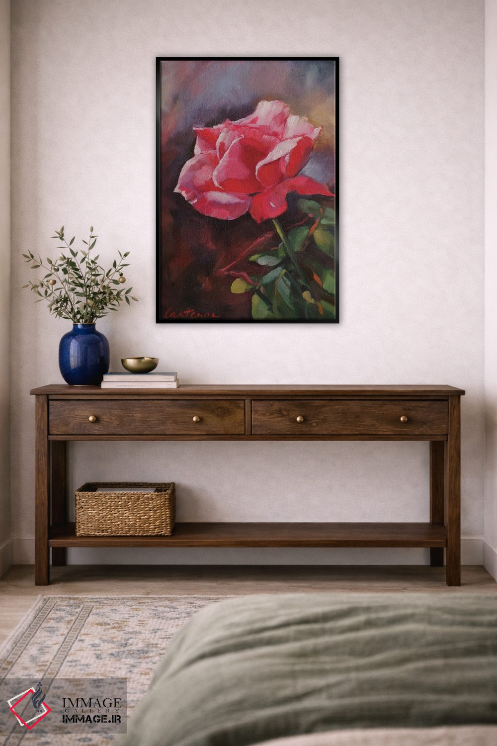 تابلو دکوراتیو گل رز صورتی اثر جین لانتسمن - D4B