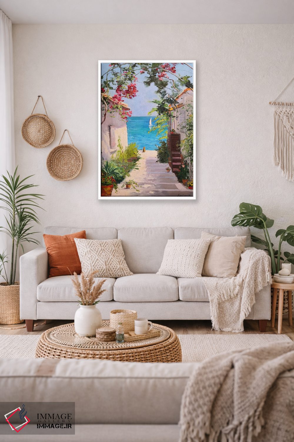 تابلو دکوراتیو منظره دریا با گربه قرمز که به دریا نگاه می کند اثر جین لانتسمن - D1W