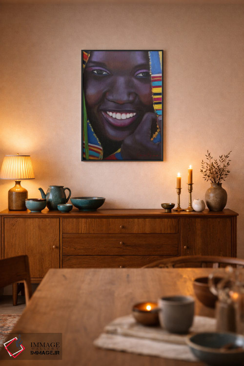 تابلو دکوراتیو لبخند زیبا. آفریقایی اثر جین لانتسمن - D6B
