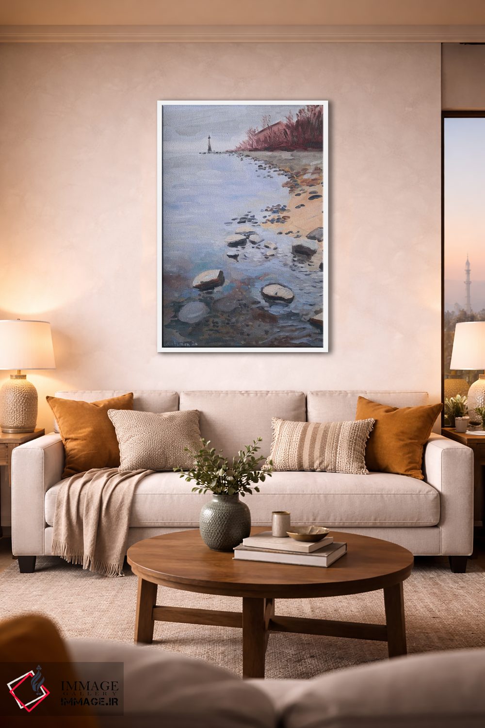 تابلو دکوراتیو منظره فانوس دریایی رودخانه اثر جین لانتسمن - D1W