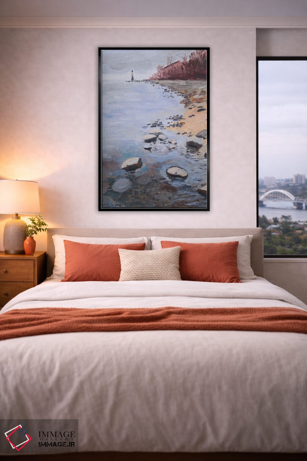 تابلو دکوراتیو منظره فانوس دریایی رودخانه اثر جین لانتسمن - D5B