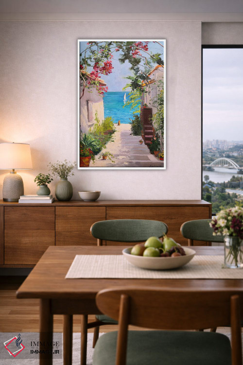 تابلو دکوراتیو منظره دریا با گربه قرمز که به دریا نگاه می کند اثر جین لانتسمن - D5W