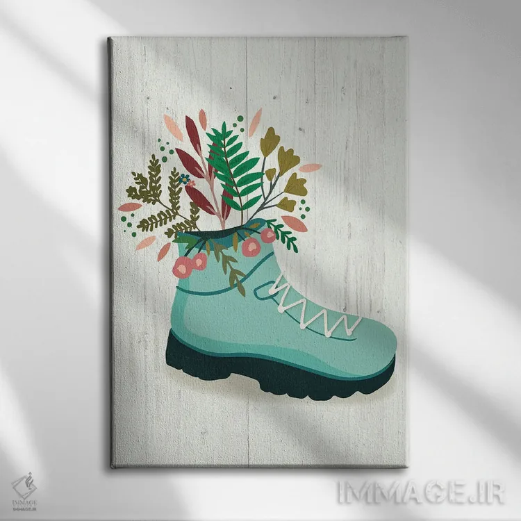 تابلو مدرن "چکمه های گلدار" اثر لوییز آلن - نمای روبهرو روی دیوار