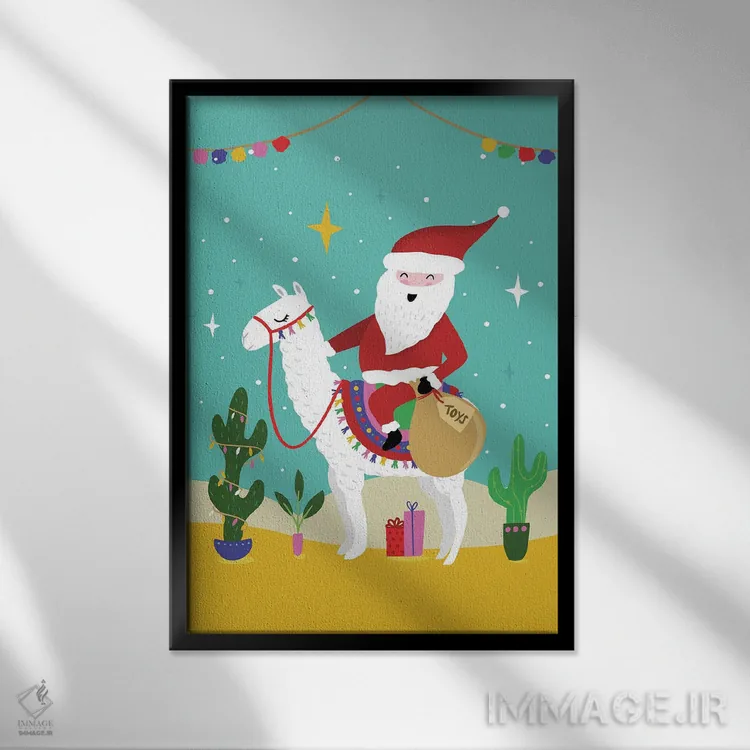 تابلو دکوراتیو "کریسمس مبارک " اثر لوییز آلن - نمای قابدار مشکی