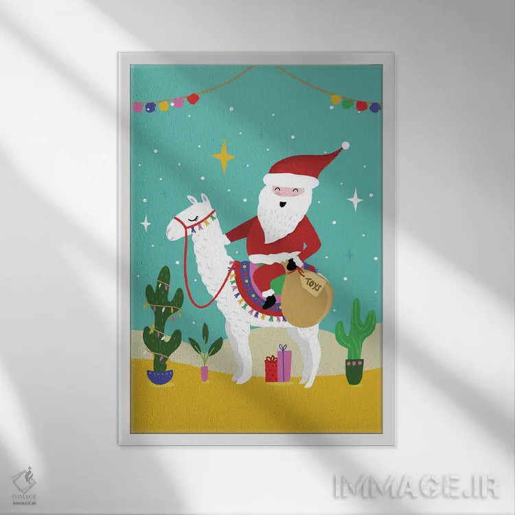 تابلو دکوراتیو "کریسمس مبارک " اثر لوییز آلن - نمای قابدار سفید