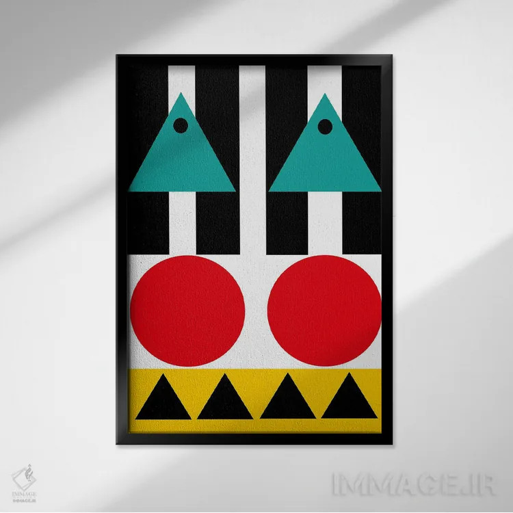 تابلو انتزاعی "تعادل کار و زندگی" اثر لورا اوبون - نمای قابدار مشکی