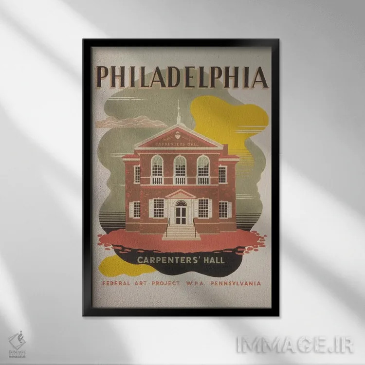 تابلو مدرن "فیلادلفیا" اثر کتابخانه کنگره - نمای قابدار مشکی