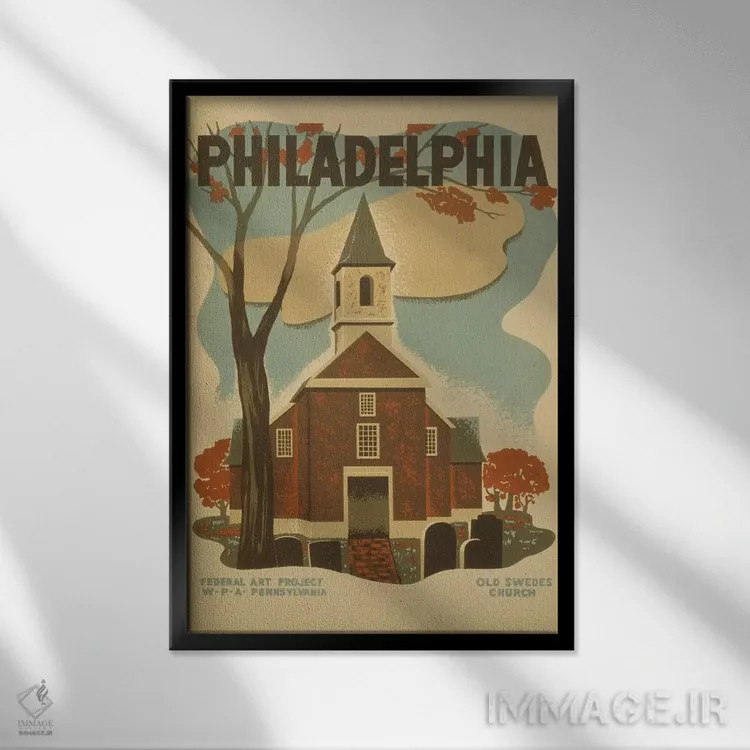 تابلو دکوراتیو "فیلادلفیا" اثر کتابخانه کنگره - نمای قابدار مشکی