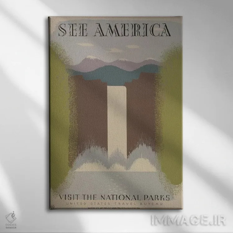 تابلو مدرن "از پارک های ملی دیدن کنید" اثر کتابخانه کنگره - نمای روبهرو روی دیوار