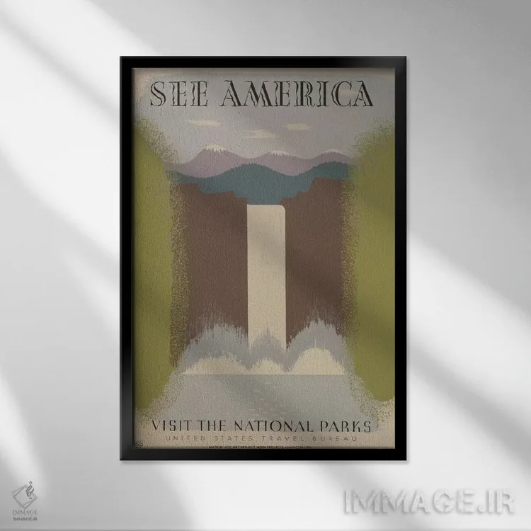 تابلو مدرن "از پارک های ملی دیدن کنید" اثر کتابخانه کنگره - نمای قابدار مشکی