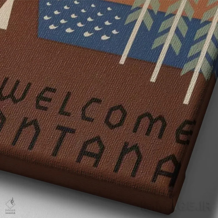 تابلو مدرن "به مونتانا خوش آمدید ۱" اثر کتابخانه کنگره - نمای نزدیک بافت بوم