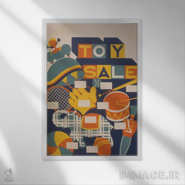 تابلو مدرن "فروش اسباب بازی" اثر کتابخانه کنگره - نمای قابدار سفید
