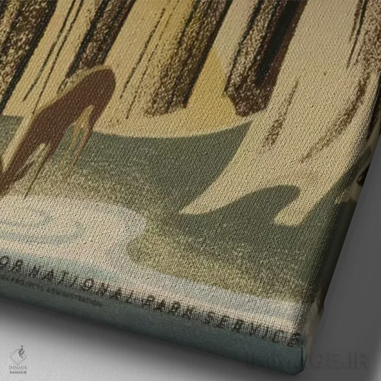 تابلو مدرن "حیات وحش" اثر کتابخانه کنگره - نمای نزدیک بافت بوم