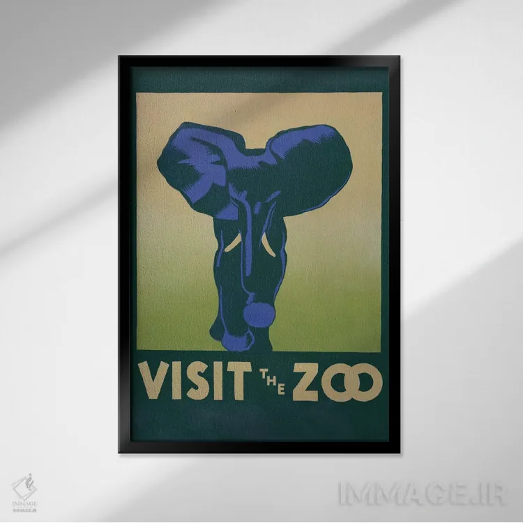 تابلو مدرن "بازدید از باغ وحش " اثر کتابخانه کنگره - نمای قابدار مشکی