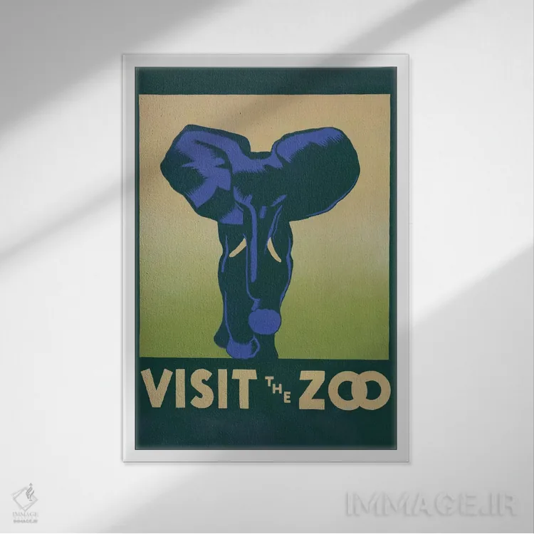 تابلو مدرن "بازدید از باغ وحش " اثر کتابخانه کنگره - نمای قابدار سفید