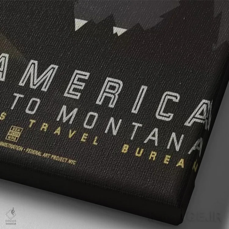 تابلو مدرن "به مونتانا خوش آمدید ۳" اثر کتابخانه کنگره - نمای نزدیک بافت بوم