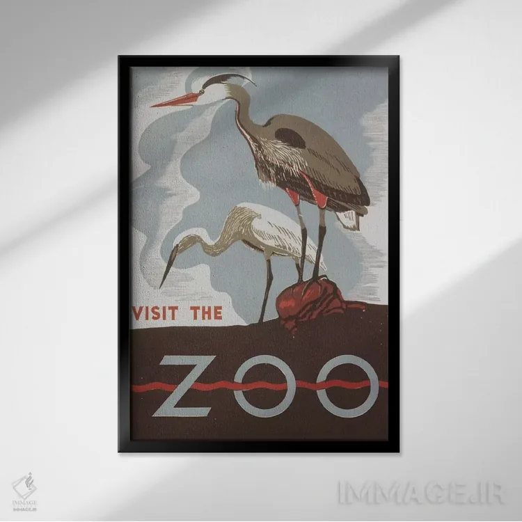 تابلو مدرن "بازدید از باغ وحش " اثر کتابخانه کنگره - نمای قابدار مشکی