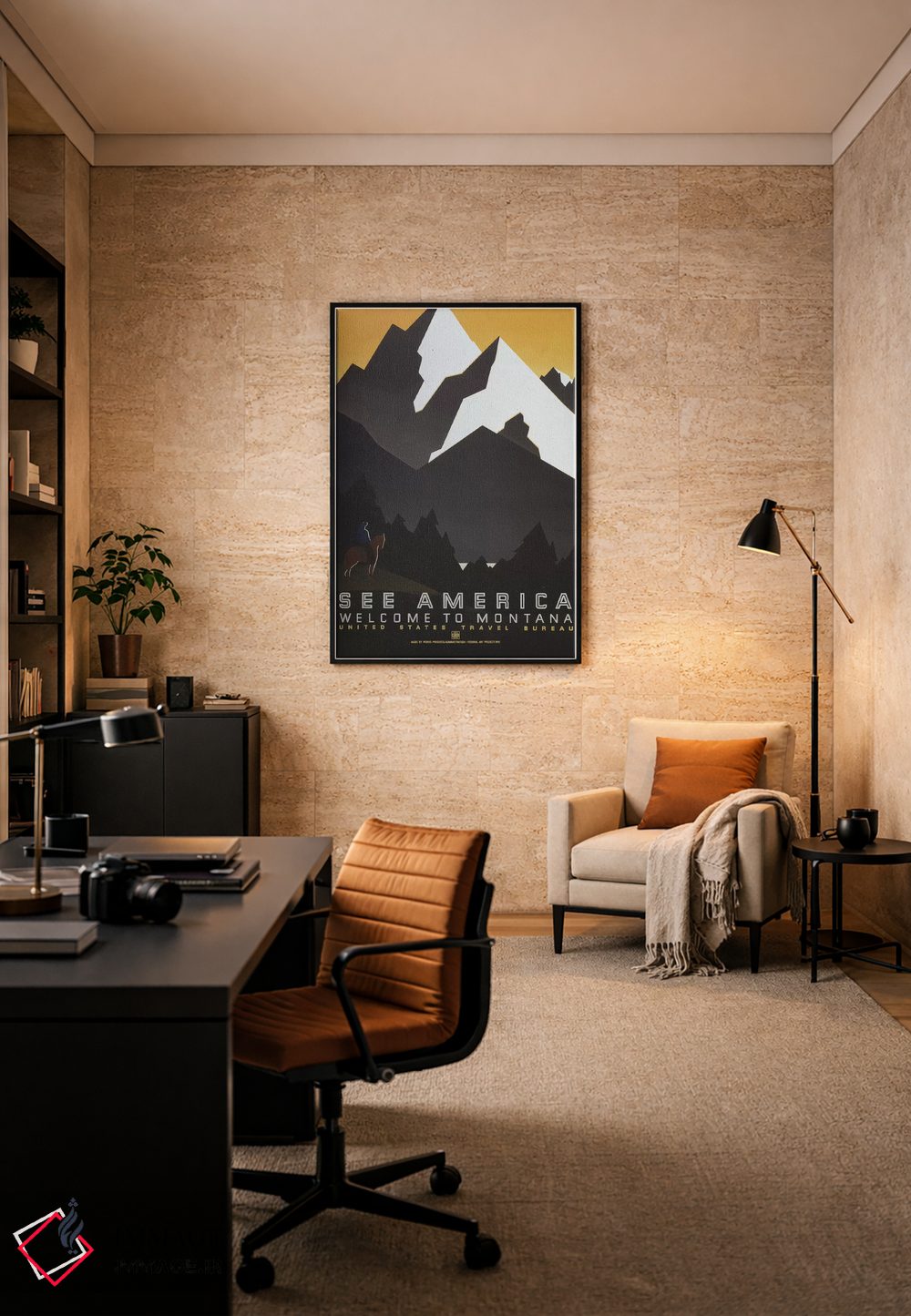 تابلو مدرن "به مونتانا خوش آمدید ۳" اثر کتابخانه کنگره - D6B