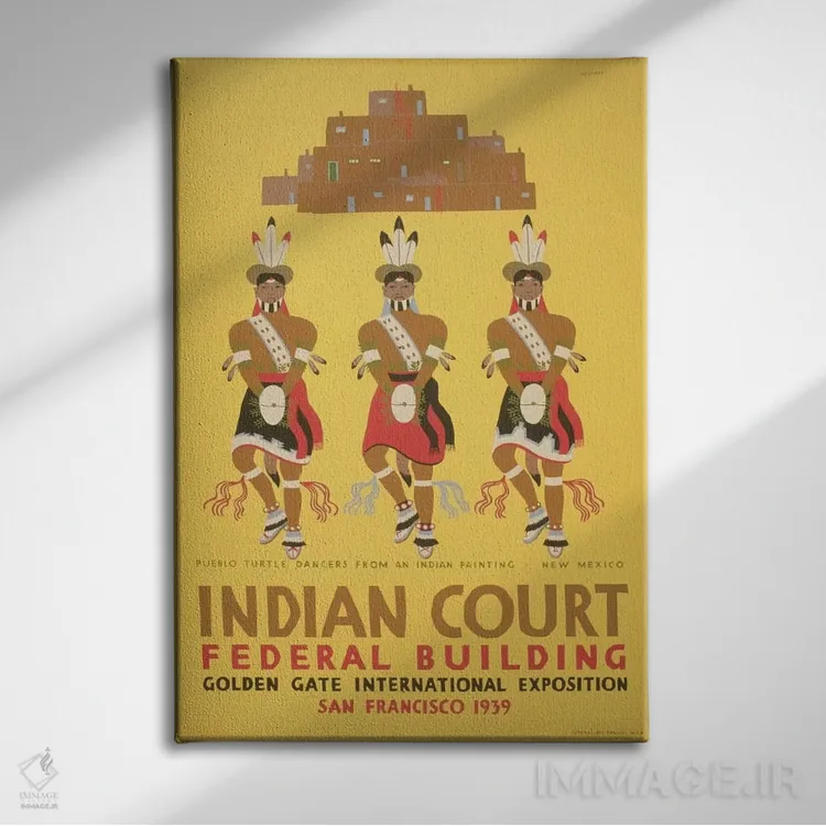 تابلو دکوراتیو "پروژه هنری WPA: دادگاه هندی" اثر کتابخانه کنگره - نمای روبهرو روی دیوار