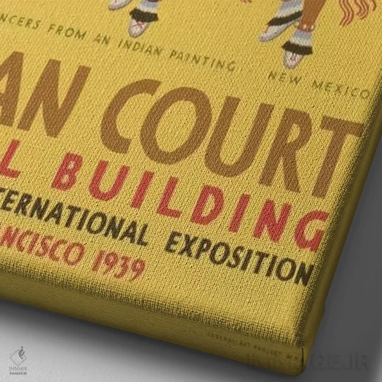 تابلو دکوراتیو "پروژه هنری WPA: دادگاه هندی" اثر کتابخانه کنگره - نمای نزدیک بافت بوم