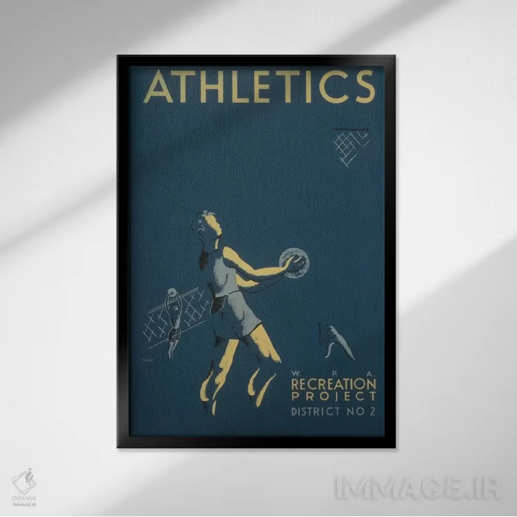 تابلو مدرن "پروژه تفریحی WPA: ورزش ۱" اثر کتابخانه کنگره - نمای قابدار مشکی
