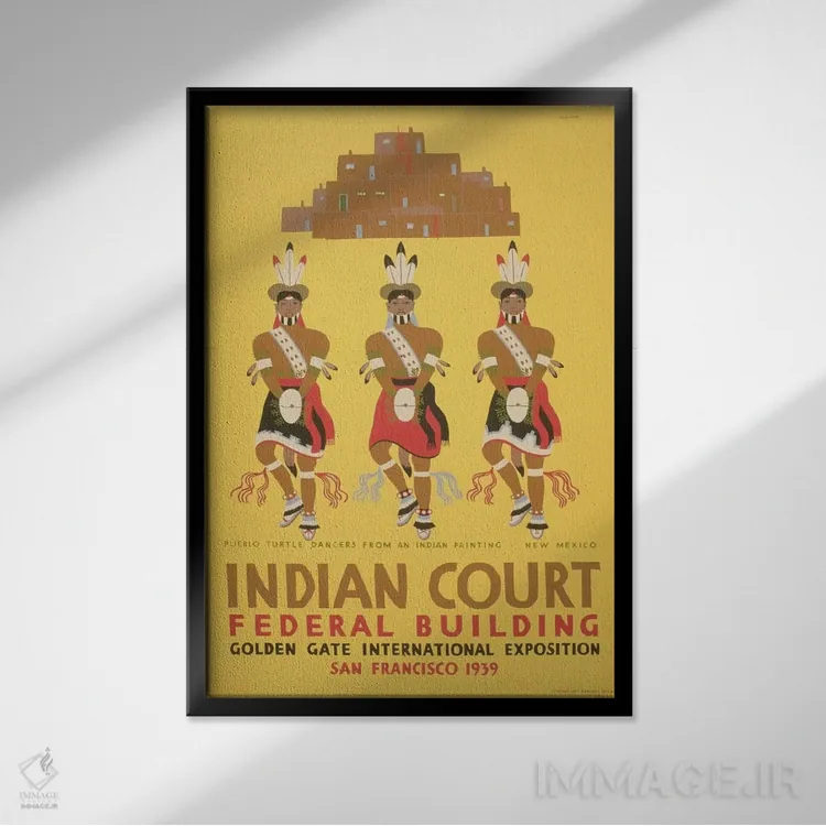 تابلو دکوراتیو "پروژه هنری WPA: دادگاه هندی" اثر کتابخانه کنگره - نمای قابدار مشکی