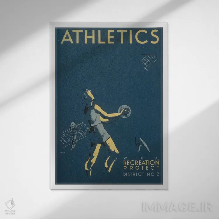 تابلو مدرن "پروژه تفریحی WPA: ورزش ۱" اثر کتابخانه کنگره - نمای قابدار سفید