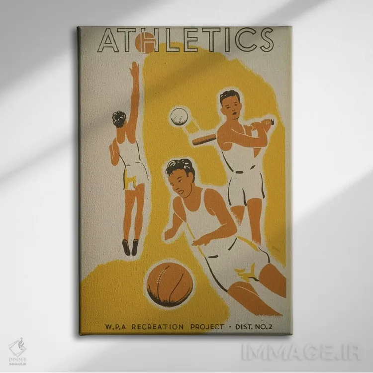 تابلو مدرن "پروژه تفریحی WPA: ورزش ۲" اثر کتابخانه کنگره - نمای روبهرو روی دیوار