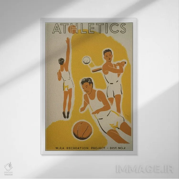 تابلو مدرن "پروژه تفریحی WPA: ورزش ۲" اثر کتابخانه کنگره - نمای قابدار سفید