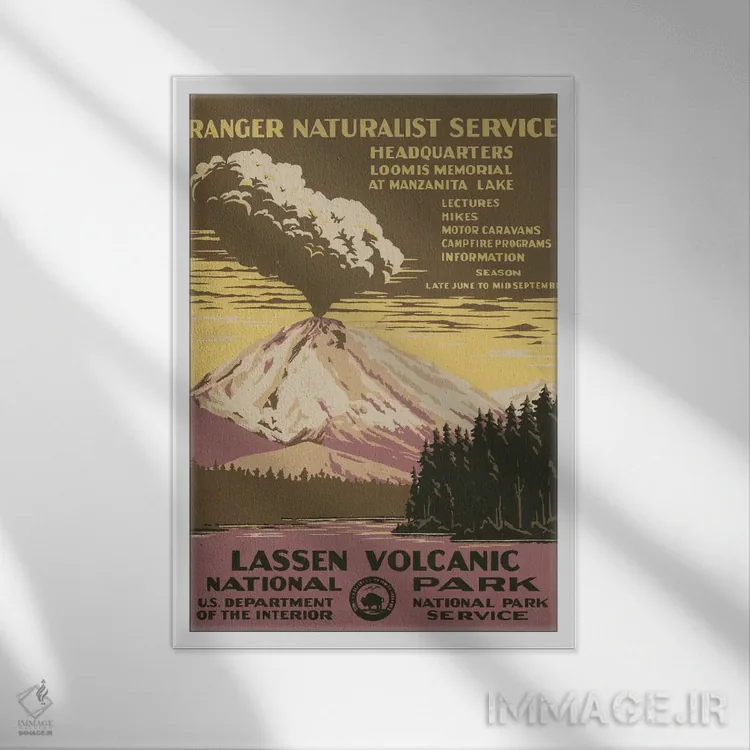 تابلو مدرن "پارک ملی آتشفشانی لاسن " اثر کتابخانه کنگره - نمای قابدار سفید