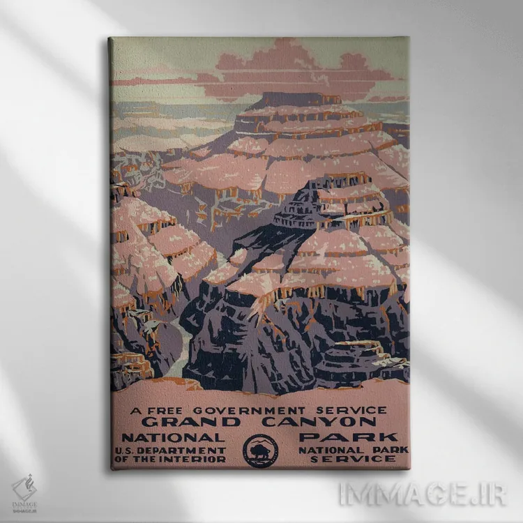تابلو مدرن "پارک ملی گرند کانیون " اثر کتابخانه کنگره - نمای روبهرو روی دیوار