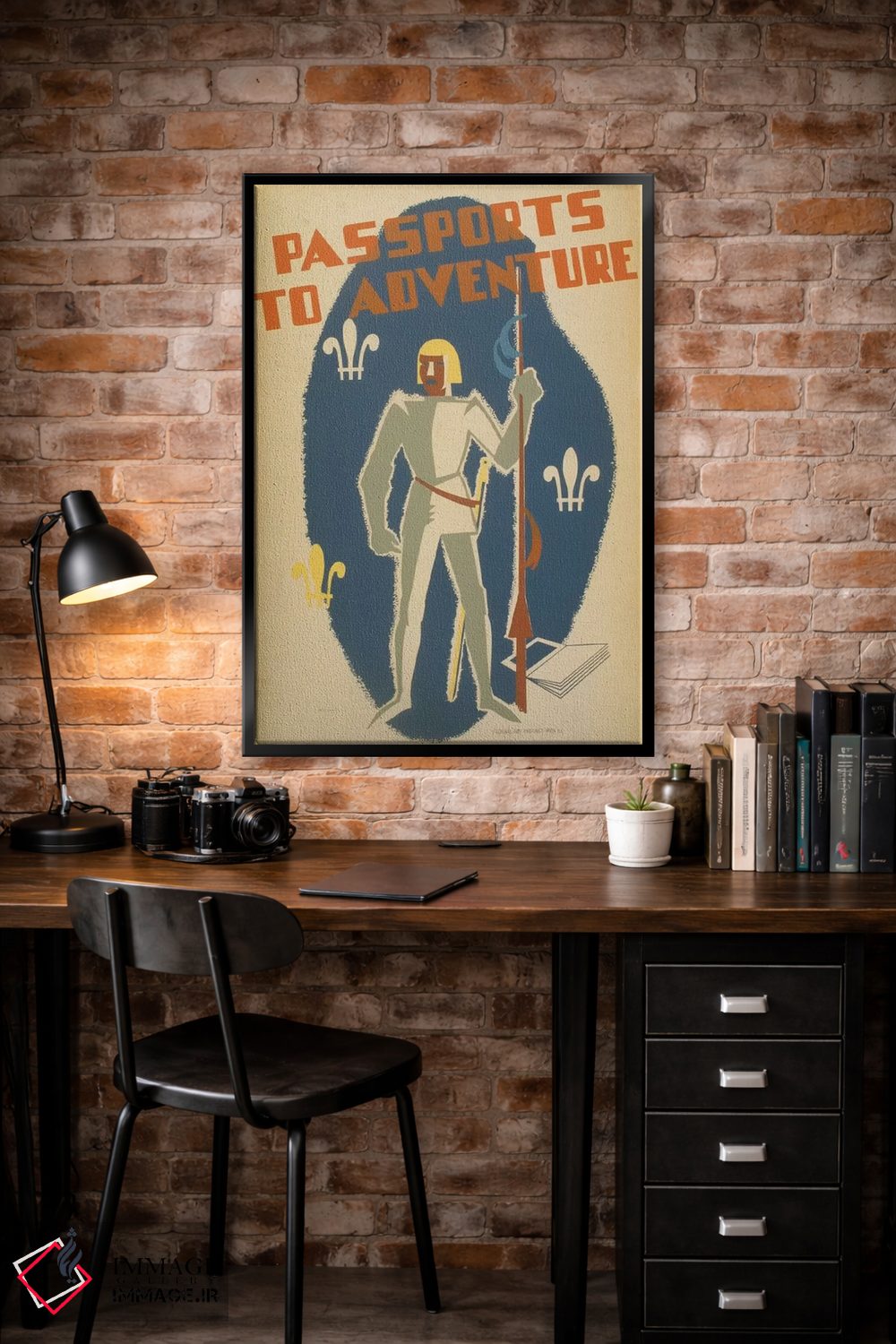 تابلو مدرن "گذرنامه به ماجراجویی" اثر کتابخانه کنگره - D5B