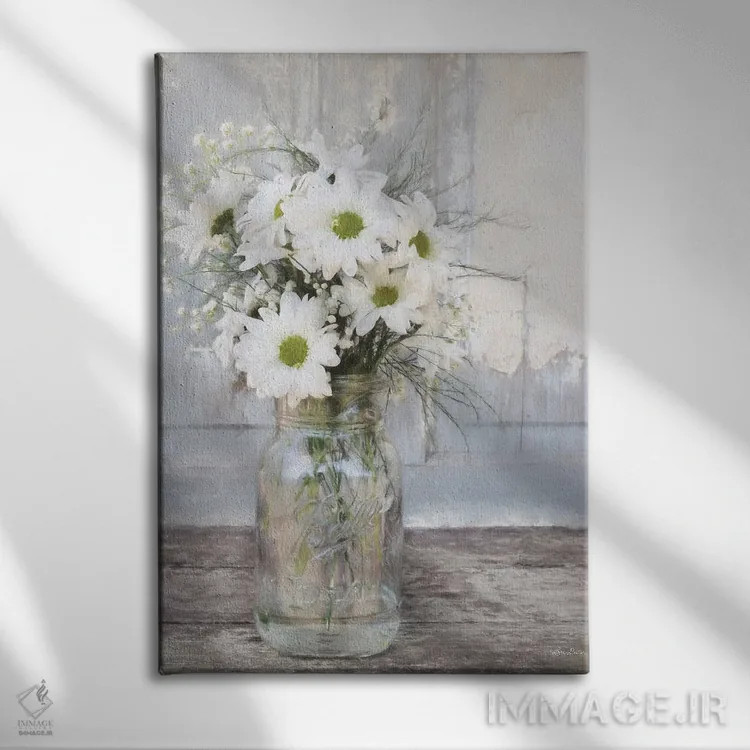 تابلو مدرن "گل های خانه مزرعه ای I" اثر لری دیتر - نمای روبهرو روی دیوار