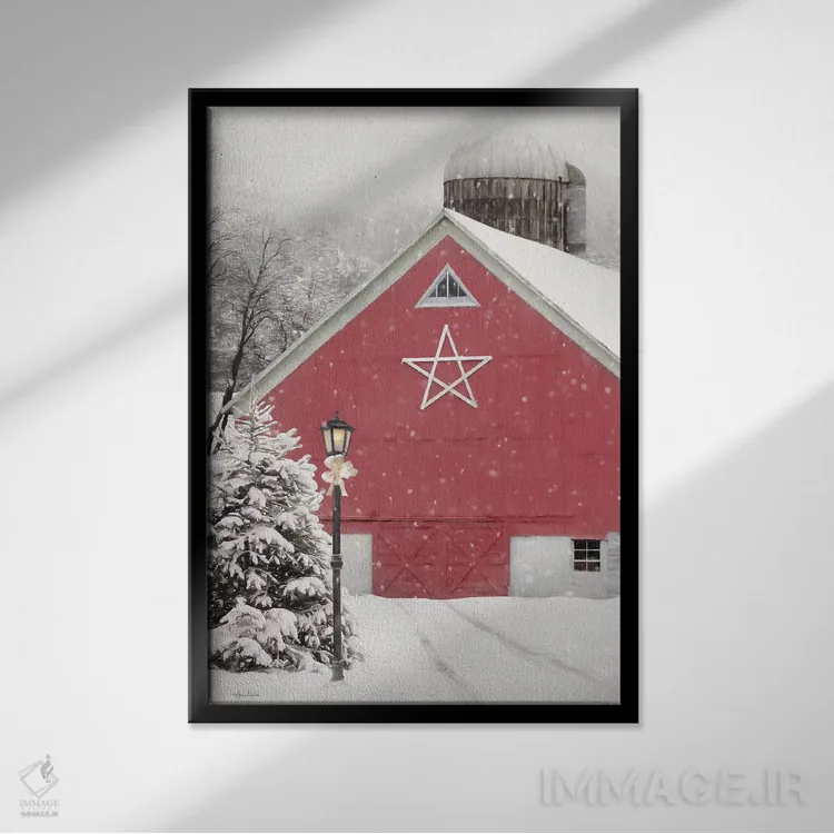 تابلو دکوراتیو اصطبل ستاره قرمز اثر لری دیتر - نمای قابدار مشکی