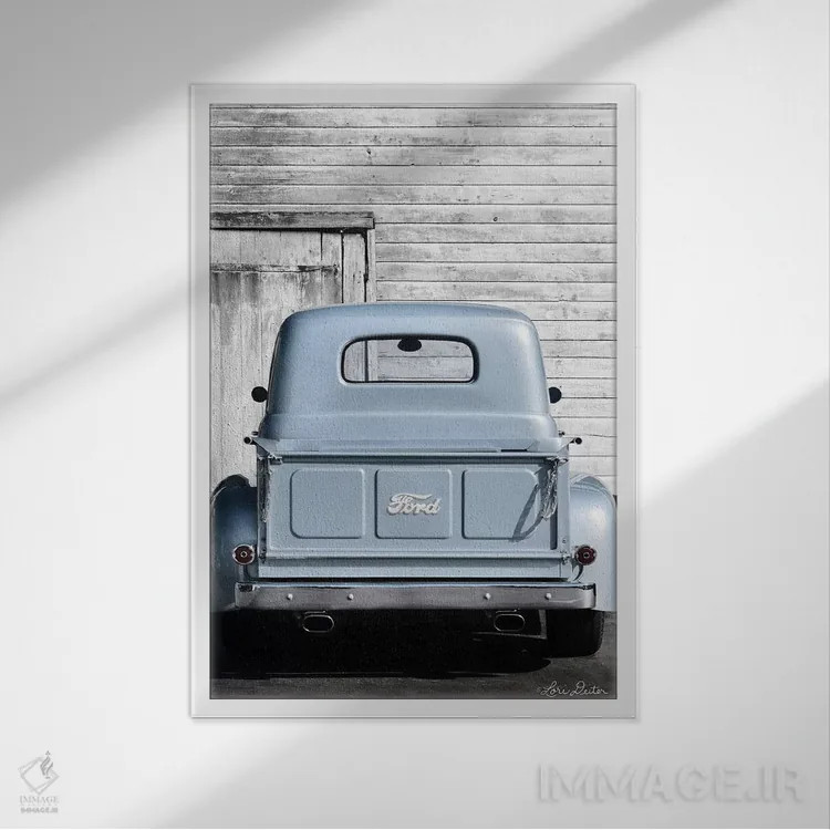 تابلو مدرن یک فورد بگیر اثر لری دیتر - نمای قابدار سفید
