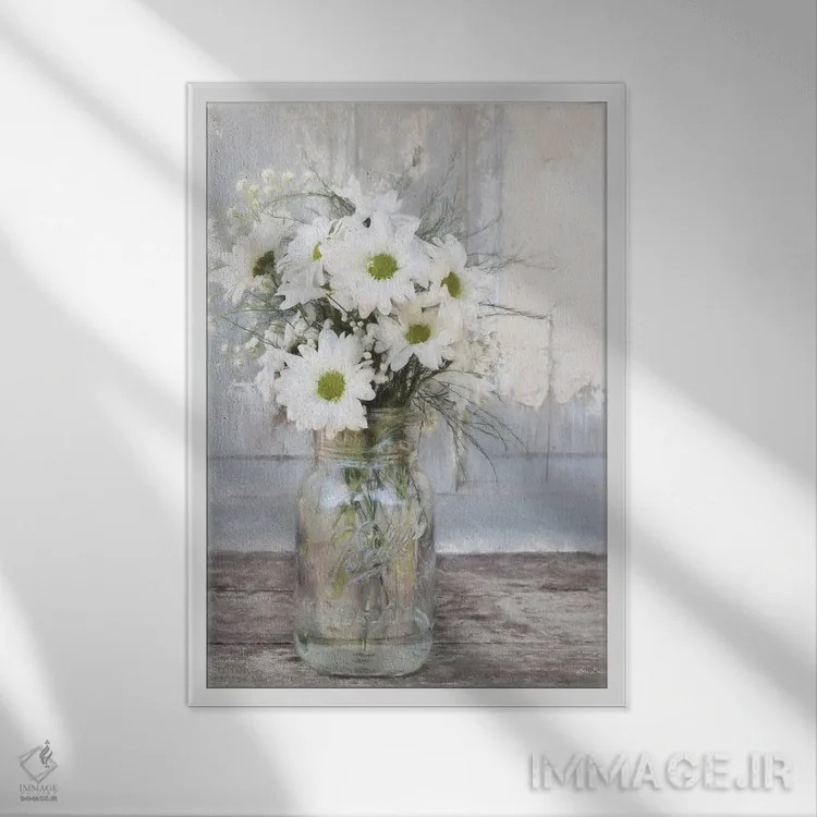تابلو مدرن "گل های خانه مزرعه ای I" اثر لری دیتر - نمای قابدار سفید