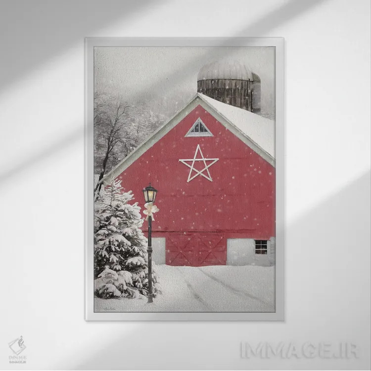 تابلو دکوراتیو اصطبل ستاره قرمز اثر لری دیتر - نمای قابدار سفید