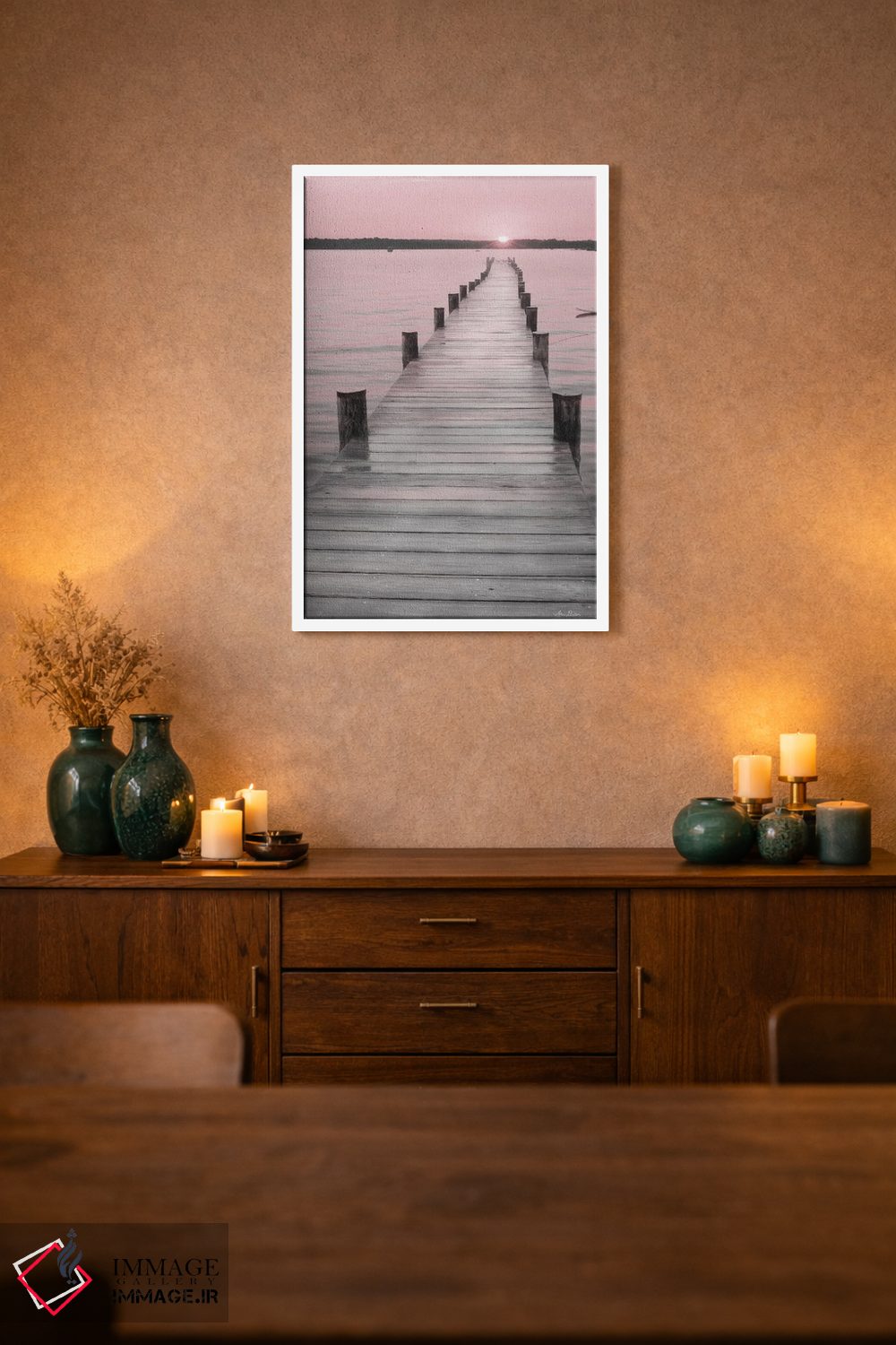 تابلو دکوراتیو "غروب صورتی در اسکله" اثر لری دیتر - D1W