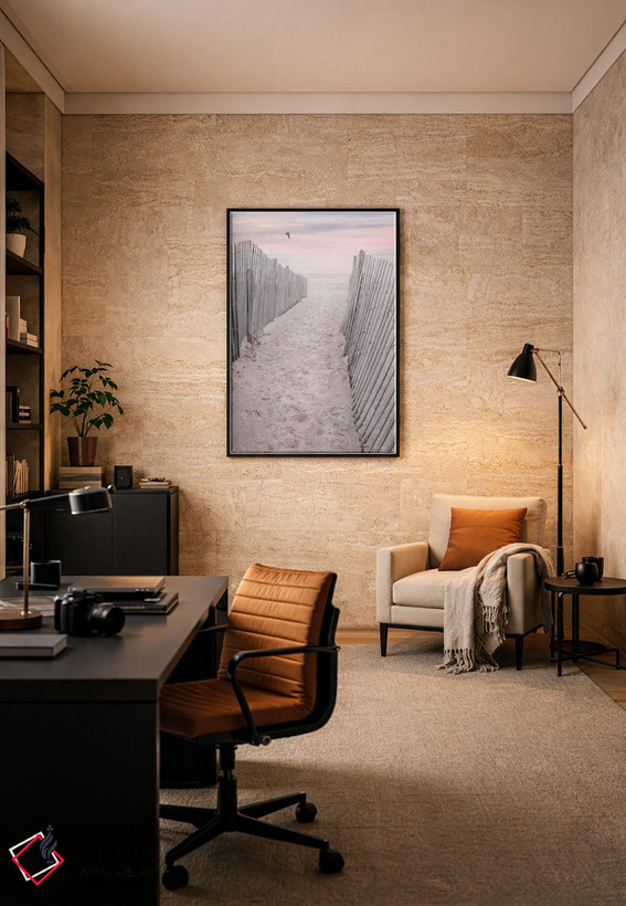 تابلو دکوراتیو طلوع ساحل صورتی اثر لری دیتر - D6B