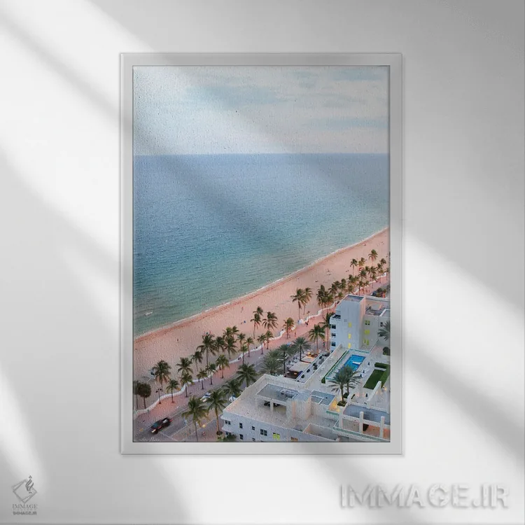 تابلو دکوراتیو "ساحل فورت لادردیل" اثر لری دیتر - نمای قابدار سفید