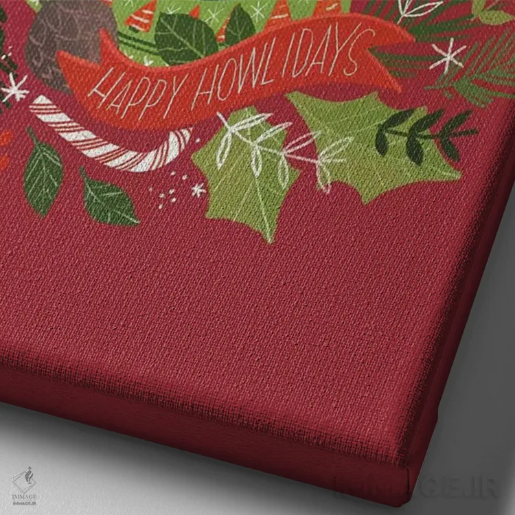 تابلو دکوراتیو "کریسمس و تعطیلات خوشحال " اثر لونی هریس - نمای نزدیک بافت بوم