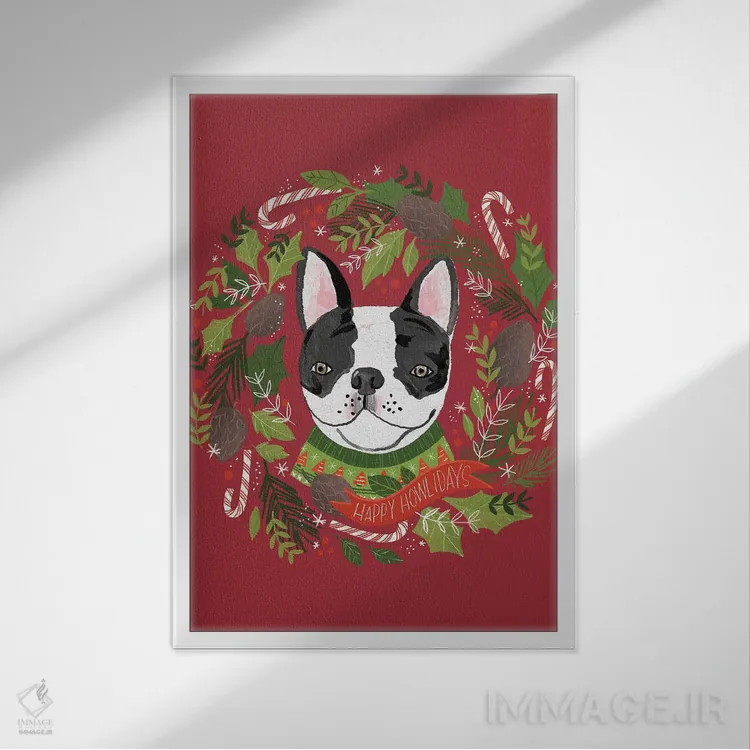 تابلو دکوراتیو "کریسمس و تعطیلات خوشحال " اثر لونی هریس - نمای قابدار سفید