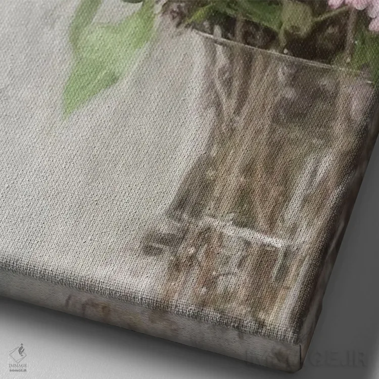 تابلو دکوراتیو "بنفشه های جادویی" اثر لری دیتر - نمای نزدیک بافت بوم