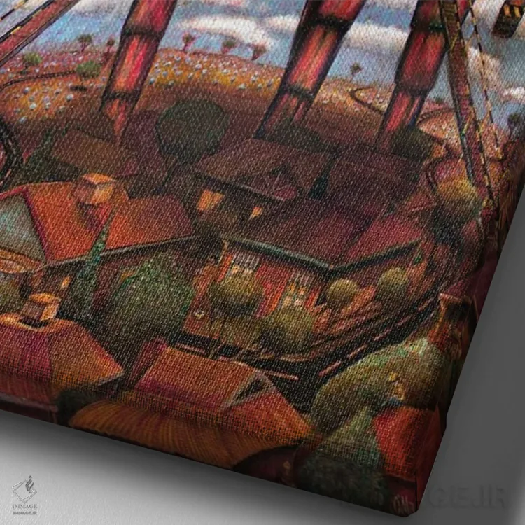 تابلو دکوراتیو "اسب تروا" اثر لیت او'مالی - نمای نزدیک بافت بوم